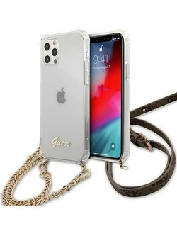 Guess Gold Chain Back Cover Transparent (iPhone 12 / 12 Pro)