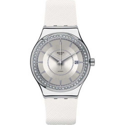 Swatch Γυναικείο Ρολόι Αυτόματο με Λευκό Καουτσούκ Λουράκι YIS406