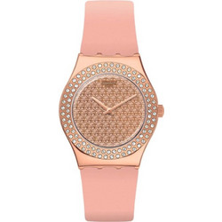 Swatch Pink Confusion Γυναικείο Ρολόι με Ροζ Δερμάτινο Λουράκι YLG140