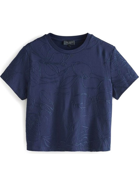 T-Shirt Agaly Short Sleeve All Over Embroidered Boxy 278535 navy