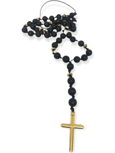 Ροζαριο Ανδρικο Ananna Gold Cross Μαύρο