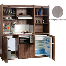 Πολυκουζίνα mini kitchen 190cm με μικρό ψυγείο & μικρό φουρνάκι απόχρωση πατητή τσιμεντοκονία για ξενώνες & γραφεία - ΚΣ190-ΜΙ-ΤΣΙΜΕΝΤΟΚΟΝΙΑ