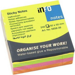 Postit Αυτοκόλλητα Χαρτάκια Office Neon 240 Φύλλα 50x50mm Πολύχρωμα