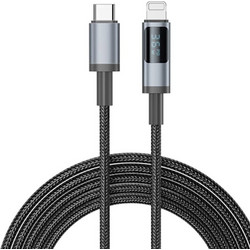 Nine 30W Sparkle digital Καλώδιο φόρτισης δεδομένων USB-C σε USB-LIGHTNING - Μαύρο