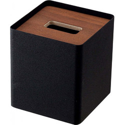 Θήκη Για Χαρτομάντηλα Rin Square YMZK5179 13x13x15,5cm Black-Natural Yamazaki Ατσάλι
