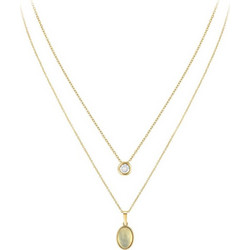 So Charm Σετ 2 Κολιέ διακοσμημένο με Κρύσταλλα Swarovski και μεΛευκό Όνυχα, Χρυσό B2458W+BS3086D