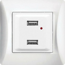 Lineme Χωνευτή με 2 Θύρες USB Λευκή 50-00139-1