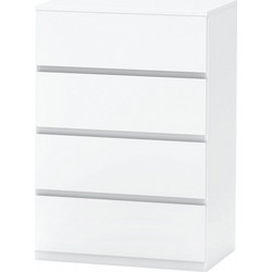HOMCOM Συρταριέρα Sideboard, 4 Συρτάρια, 55 cm x 33 cm x 80 cm, Λευκό