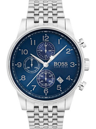 Hugo Boss Navigator Ανδρικό Ρολόι Χρονογράφος με Ασημί Μεταλλικό Μπρασελέ 1513498