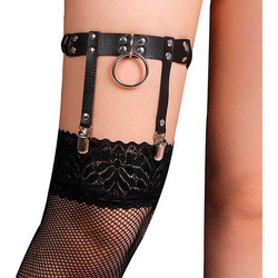 Adjustable Black Leather Punk Garter One Size