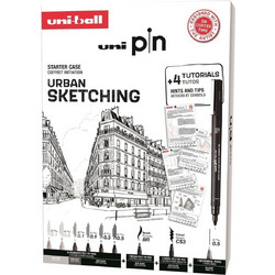 Μαρκαδόροι Σχεδίου Uni PIN Urban Sketching με πάχος μυτών 0.1/0.3/0.5/BR/CS3/0.5 HB - 9 τεμάχια UNI PIN 8P SET NO3