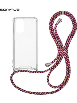 Sonique Armor Clear Θήκη Σιλικόνης με Κορδόνι Xiaomi Redmi Note 10 5G / Poco M3 Pro 5G Rainbow Μπορντό