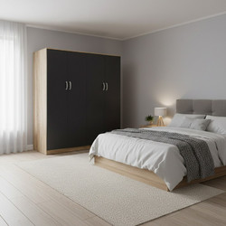 Ντουλάπα τετράφυλλη Athos Ι pakoworld sonoma-ανθρακί 160x42x180εκ