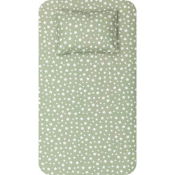 Borea Σετ Παιδικά Σεντόνια Μονά Βαμβακερά 160x240 Stars Green