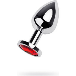 Silver anal plug with gem red