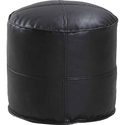 Πουφ CHISISI μαύρο δέρμα Φ45x35εκ