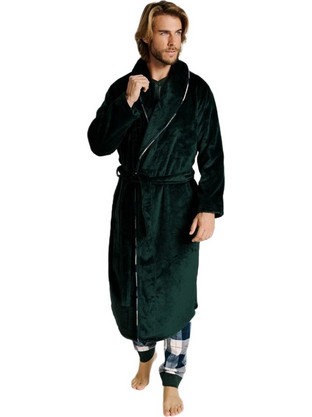 Muydemi Χειμωνιάτικη Ανδρική Ρόμπα Fleece Μαύρη 03031020