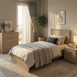 Σετ Κρεβατοκάμαρας Athos Sonoma με Κρεβάτι 90x190εκ Σετ 3τεμ
