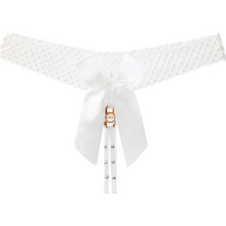 Women Sexy Open Bow Thong White