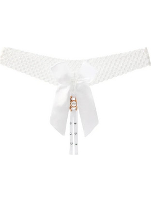 Women Sexy Open Bow Thong White