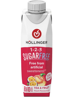 ICE TEA ΡΟΔΑΚΙΝΟ & PASSION FRUIT ΧΩΡΙΣ ΖΑΧΑΡΗ VEGAN 300ML HOLLINGER BIO