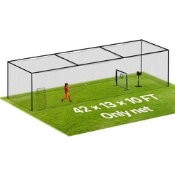 Κλουβί Μπέιζμπολ VEVOR, 12700 x 3900 x 3080mm Αυτοστηριζόμενο Φορητό Κλουβί Μπέιζμπολ, Κλουβιά Χτυπήματος με 30-Πλέγμα Πλεγμένο HDPE & Γάντζους Καραμπίνερ, Δίχτυ Κλουβιών Μπέιζμπολ για Εσωτερικό, Εξωτ
