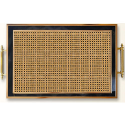 Δίσκος Σερβιρίσματος 244KNG1224 50x29x3,5cm Beige-Black Aberto Design Γυαλί