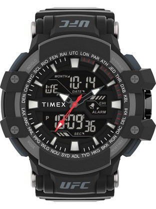Timex UFC Ανδρικό Ρολόι Χρονογράφος με Μαύρο Καουτσούκ Λουράκι TW5M51800
