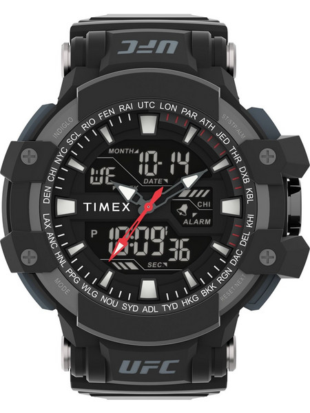 Timex UFC Ανδρικό Ρολόι Χρονογράφος με Μαύρο Καουτσούκ Λουράκι TW5M51800