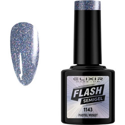 Elixir Flash 1143 Pastel Violet Glitter Ημιμόνιμο Βερνίκι Νυχιών 8ml