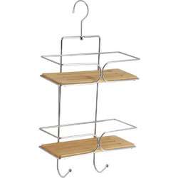 Ραφιέρα τοίχου χρωμιο/bamboo 2 Ράφια 25x11x50cm - Plastona