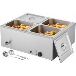 VEVOR Μπεν Μαρί 4 Θέσεων 1500W Επιτραπέζιο Ζέσταμα Τροφίμων με Καπάκι SYSPBWQPTK41SB7R9002V2