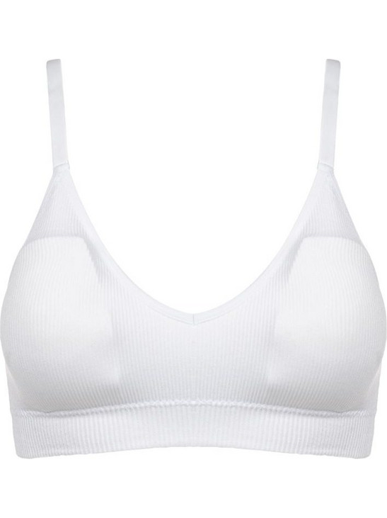 Γυναικείο Τοπ Λευκό Ribbed Seamless με Ενίσχυση - One Size