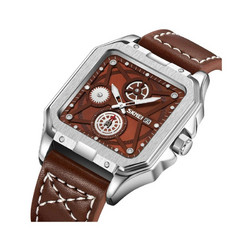 Skmei Ανδρικό Ρολόι με Καφέ Δερμάτινο Λουράκι 9330 Brown