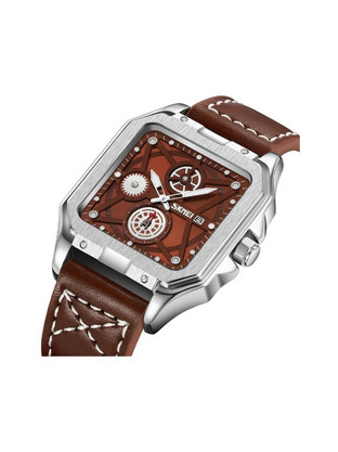 Skmei Ανδρικό Ρολόι με Καφέ Δερμάτινο Λουράκι 9330 Brown