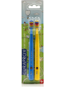 Curaprox CS 5460 Ultra Soft Παιδικές Οδοντόβουρτσες 2τμχ Μπλε Κίτρινη