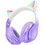 Hoco W42 Cat Micro Ενσύρματα & Ασύρματα Bluetooth Παιδικά Ακουστικά Over Ear Μωβ