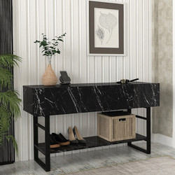Κονσόλα Aron Megapap χρώμα μαύρο εφέ μαρμάρου 138,8x41x75,7εκ