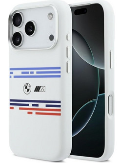 BMW M Silicon Horizontal Line Magsafe Case For Iphone 17 Pro White - (BMHMP17L25SHOTSH)