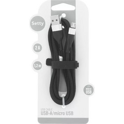 Setty USB-A to micro-USB Cable 2A Μαύρο 1,2m