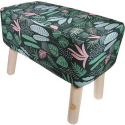 Σκαμπό υφασμάτινο Nextdeco floral με ξύλινα πόδια Υ37x50x27εκ