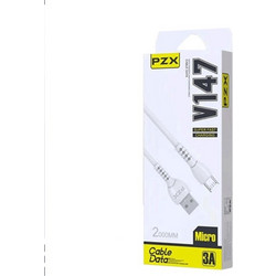 PZX V147 Καλώδιο Φόρτισης και Μεταφοράς Δεδομένων 2M / Charging And DATA CABLE USB ΣΕ micro 3A - Χρώμα: Λευκό