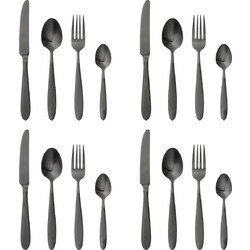 Bloomingville - Frea Cutlery Set - Black - Stainless Steel - Set of 4