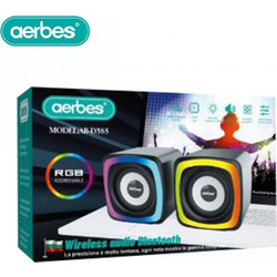 Aerbes AB-D385 Ηχεία Υπολογιστή 2.0 6W με RGB Φωτισμό Black