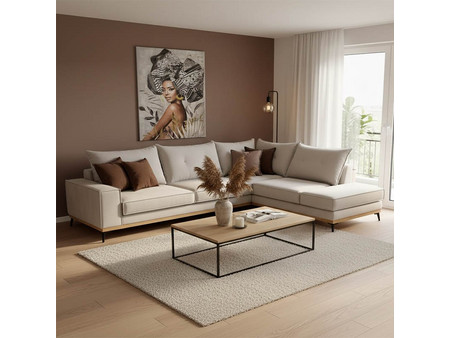 Pakoworld Luxury II Γωνιακός Καναπές Αριστερή Γωνία Μπεζ 290x235x95cm 168-000015