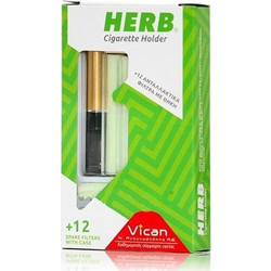 Herb Cigarette Holder Ανταλλακτικά Φίλτρα, 12τεμ & Θήκη, 1τεμ, 1σετ - Χρυσό