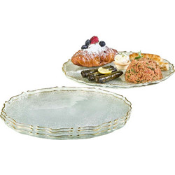 Πιάτο Ρηχό Goblen (Σετ 6Τμχ) 337GLZ1233 28cm Clear-Gold Hermia Γυαλί