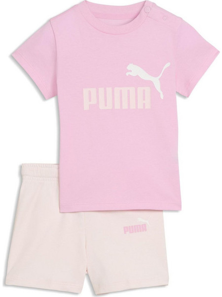 Puma Minicats Essentials Tee and Shorts Βρεφικό Σετ για Κορίτσι Καλοκαιρινό Ροζ 686285-75