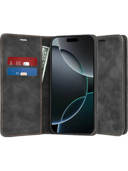 Techsuit Θήκη Book Confy iPhone 16 Pro Black
