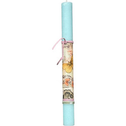 Inehome 961-194-0087 Inehome Λαμπάδα στρογγυλή με Decoupage πεταλούδες γαλάζια